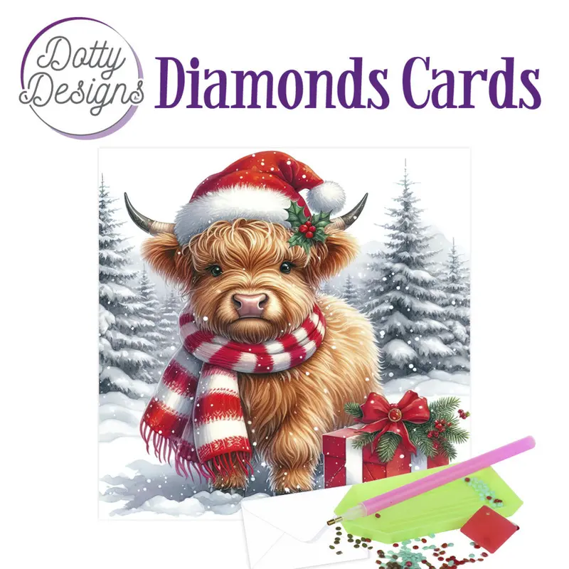 Dotty Designs Diamond Card Kit, Christmas Cow 2