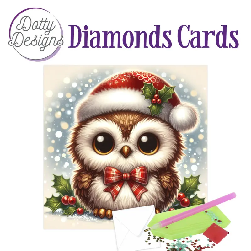 Dotty Designs Diamond Card Kit, Christmas Owl 2