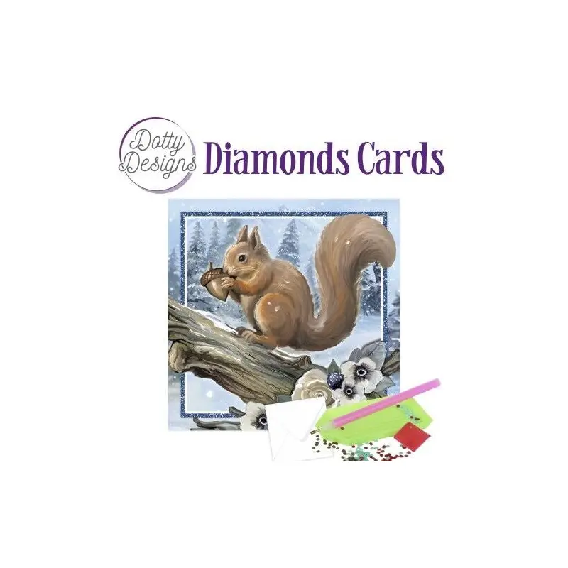 Dotty Designs Diamond Card Kit, Squirrel in a Snowy Landscape