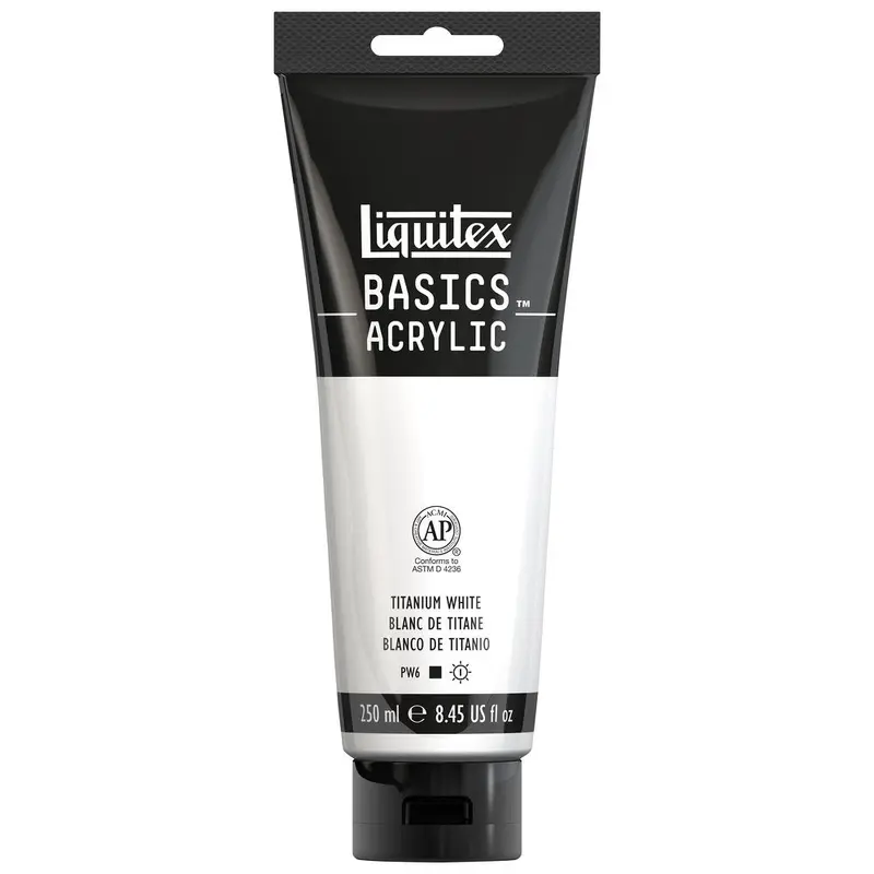 Basics Acrylic 250ml Tube, Titanium White