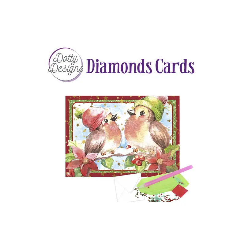 Dotty Designs Diamond Card Kit, Christmas Birds 2