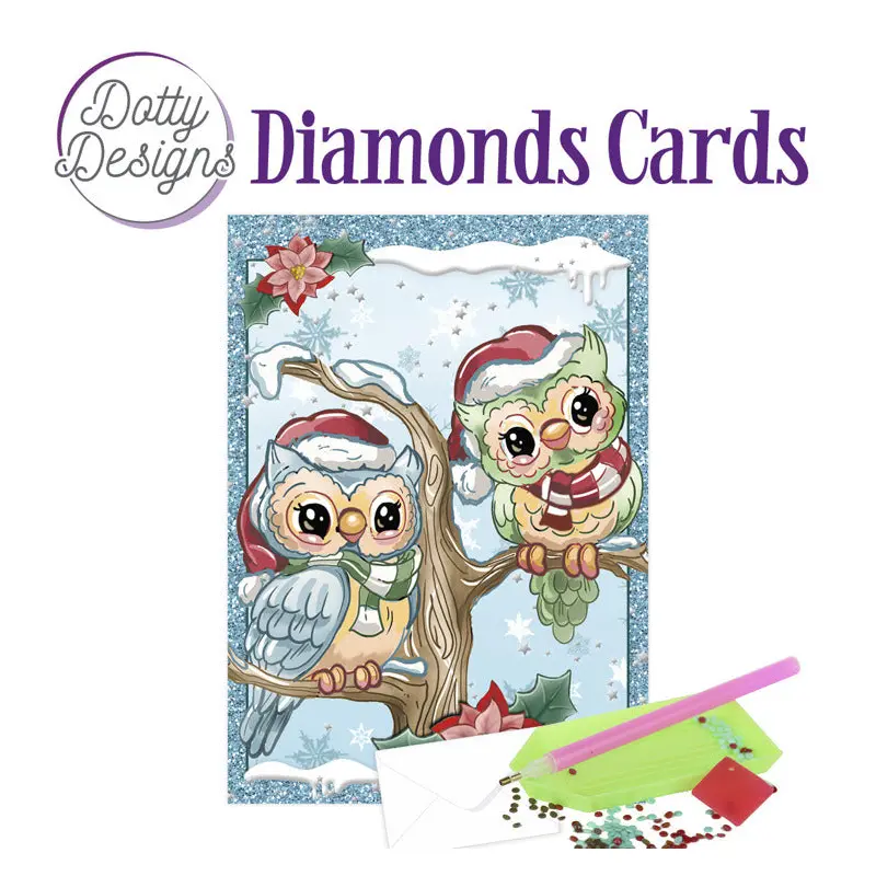 Dotty Designs Diamond Card Kit, Christmas Owls