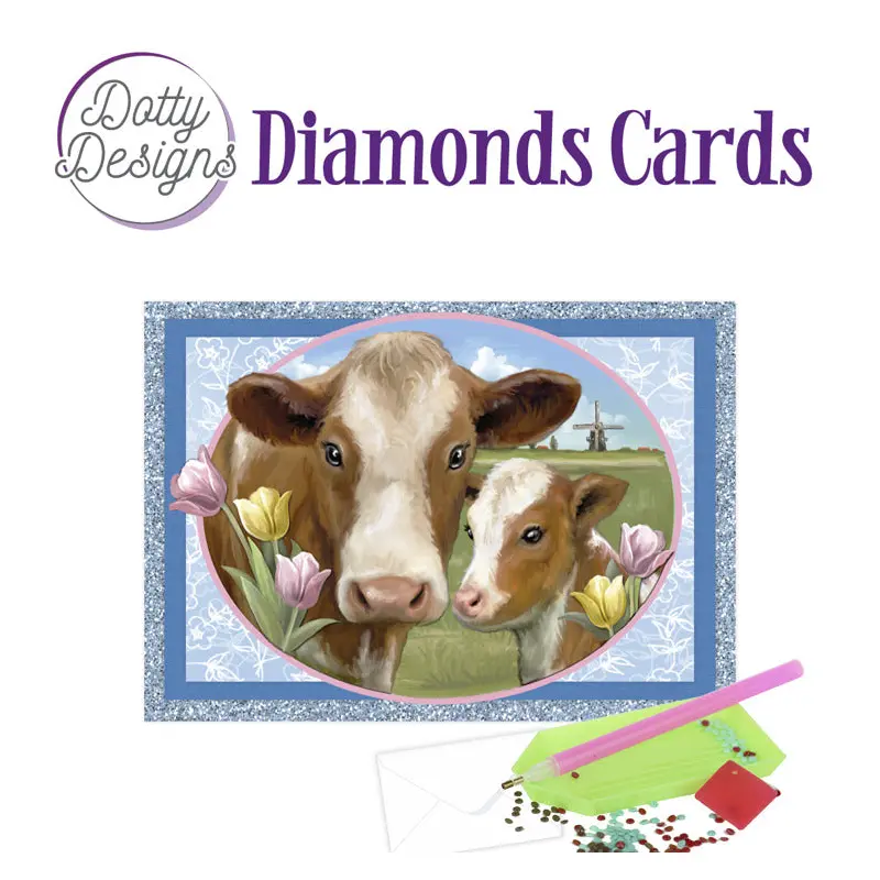 Dotty Designs Diamond Card Kit, Cows