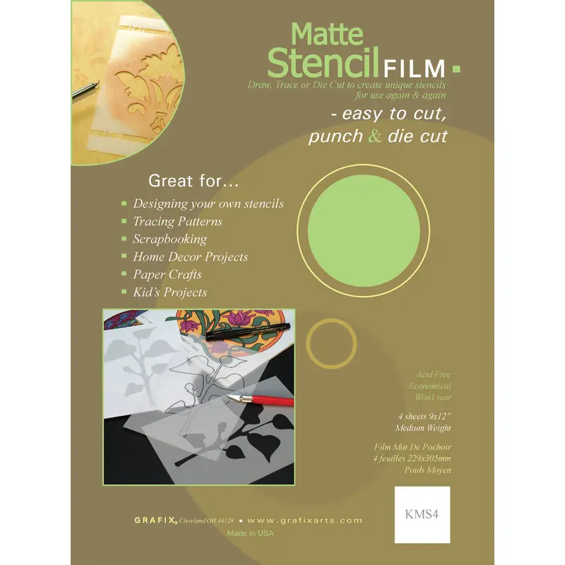 Stencil Film Convenience Pack, .005 Matte - 9" x 12" (4 Pack)