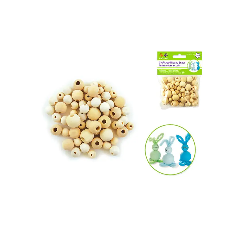 Craftwood: 10mm-16mm Asst Round Beads 60/pk Natural