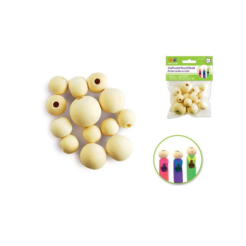 Craftwood: 18mm-30mm Asst Round Beads 13/pk Natural