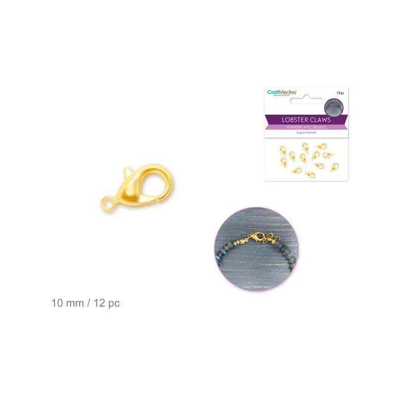 Jewelry Findings: 10mm Lobster Claw x12 w/Clasp