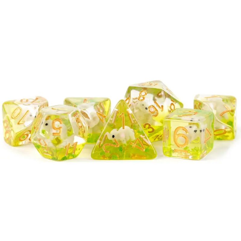 RESIN 7 DICE SET ELEPHANT INCLUSION 16MM