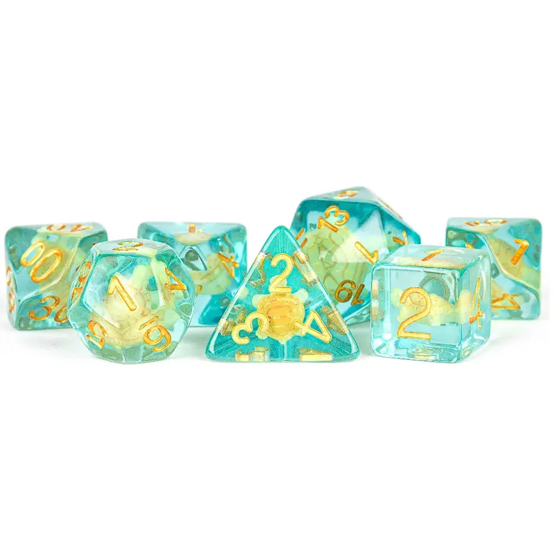 RESIN 7 DICE SET TURTLE INCLUSION 16MM