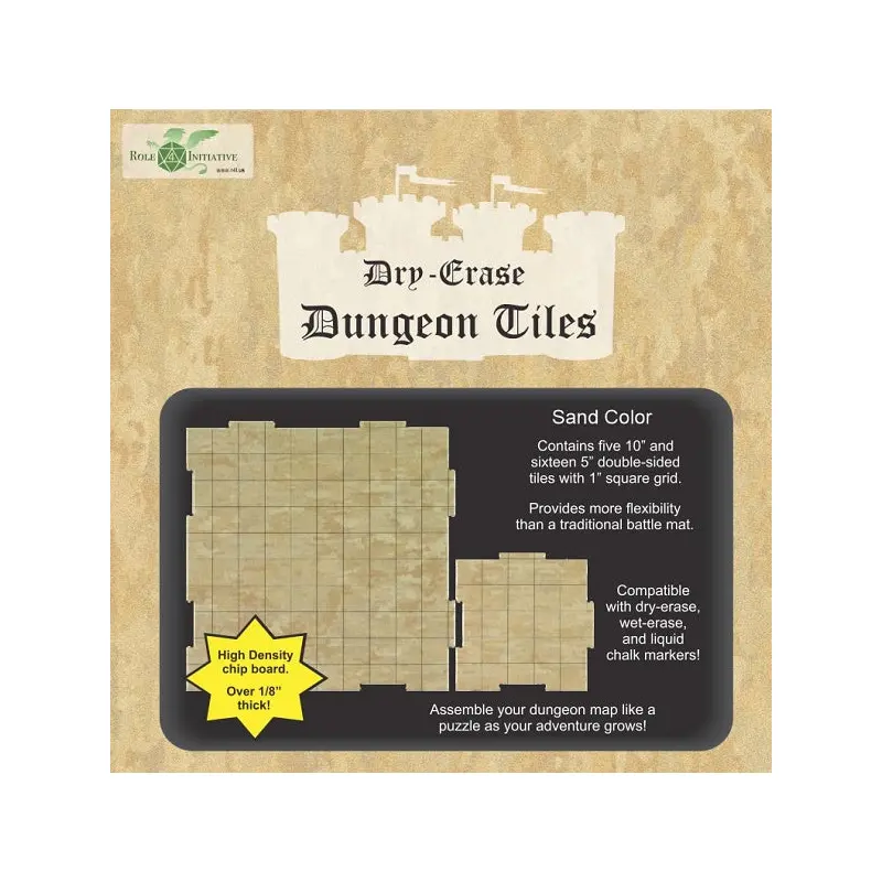 Dry Erase Dungeon Tiles SAND COLOR - Pack of 5 10" and 16 5 square tiles