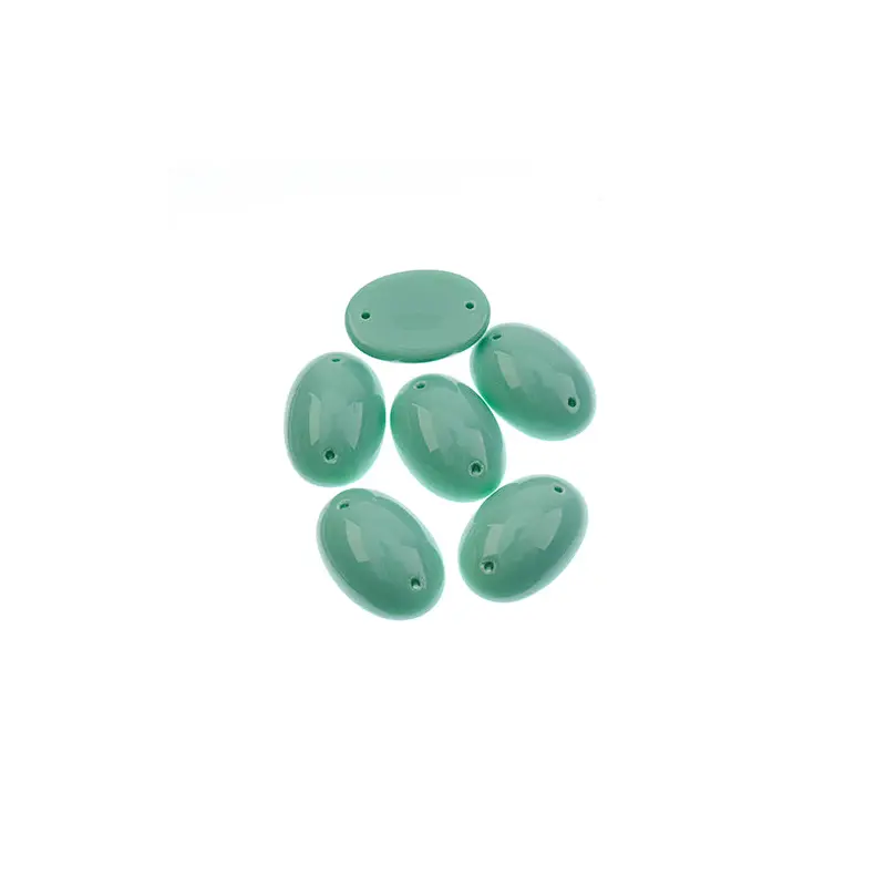 Czech Glass 2 Hole Cabochon 18x13mm Oval Opaque Blue 6pc