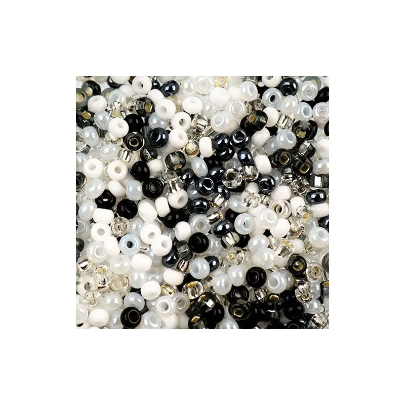 Czech Seed Beads apx 24g Vial 8/0 Black/White Mix