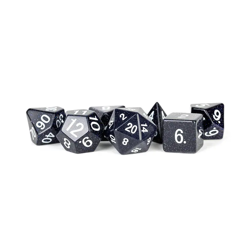 STONE 7 DICE SET BLUE SANDSTONE 16MM