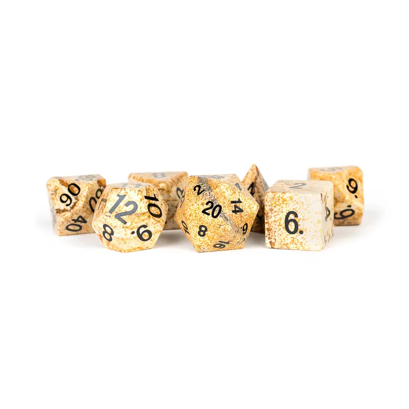 STONE 7 DICE SET PICTURE JASPER 16MM