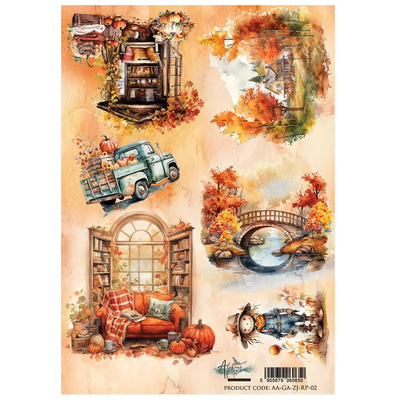 A4 Rice Paper, Gold Autumn 02