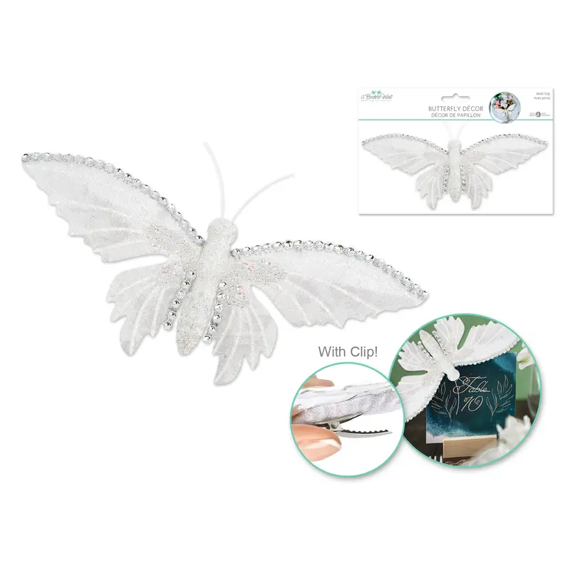 A Brides Wish: 7.5"x3.5" Giant Bling Butterfly w/Clip