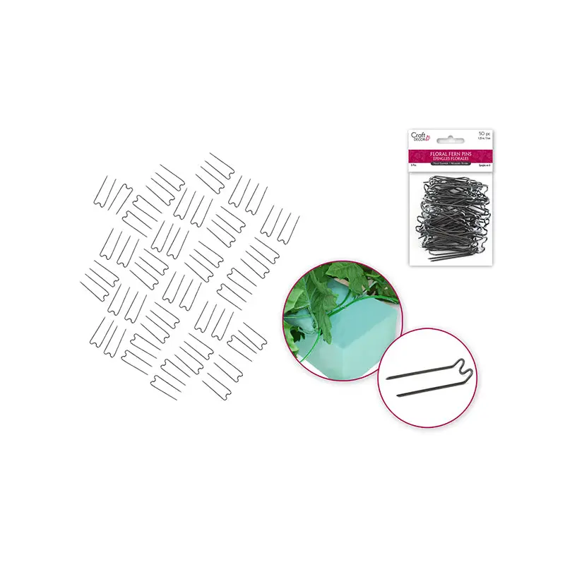 Greening Fern Pins: 1.25" Floral 'U-Pins' 50/pkg
