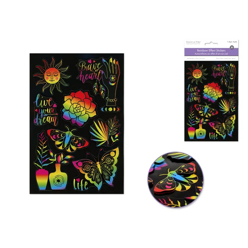 Handmade Sticker: 4.9"x7.3" 3D Rainbow Effect