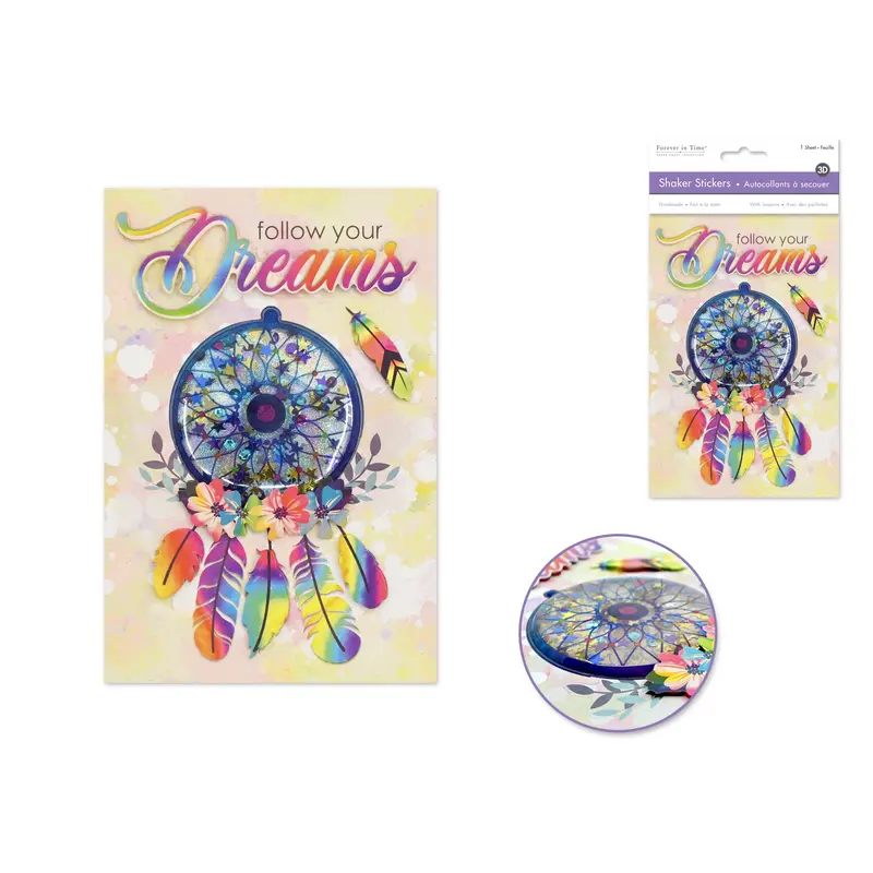 Handmade Sticker: 4.9"x7.3" 3D Shaker Series - Follow Your Dreams