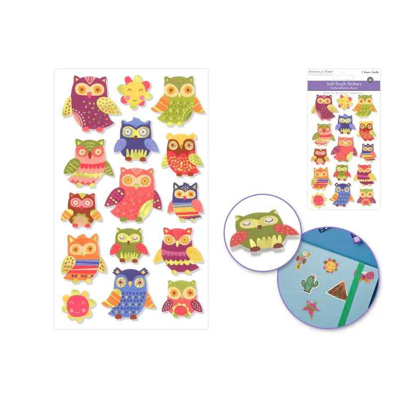 Paper Craft Sticker: 3.9"x6.3" 3D Foil Soft-Touch Themed - Owl
