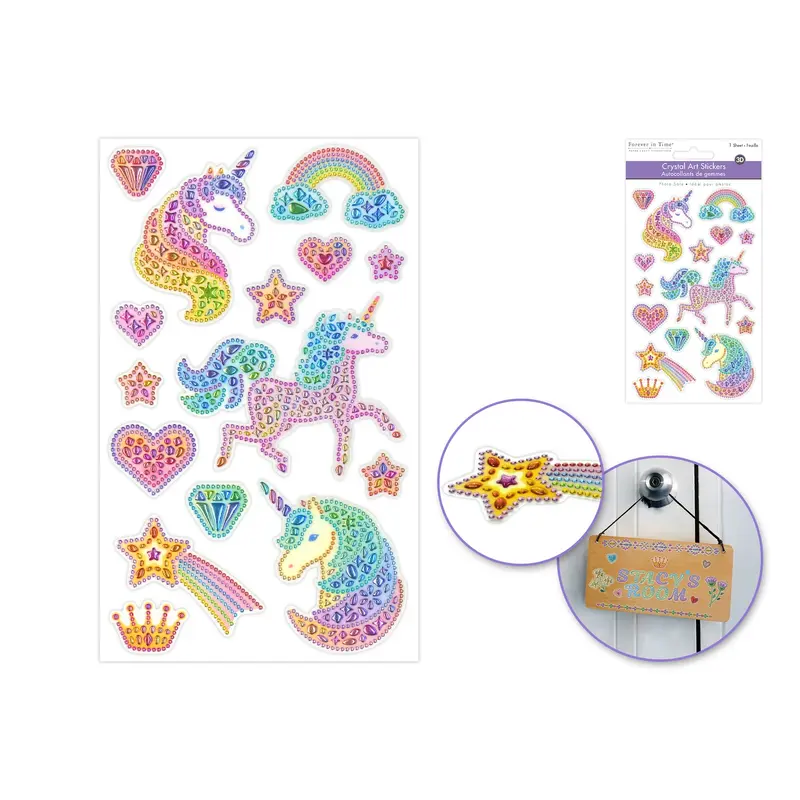 Paper Craft Sticker: 3.9"x6.3" Crystal Drops Clear - Unicorn