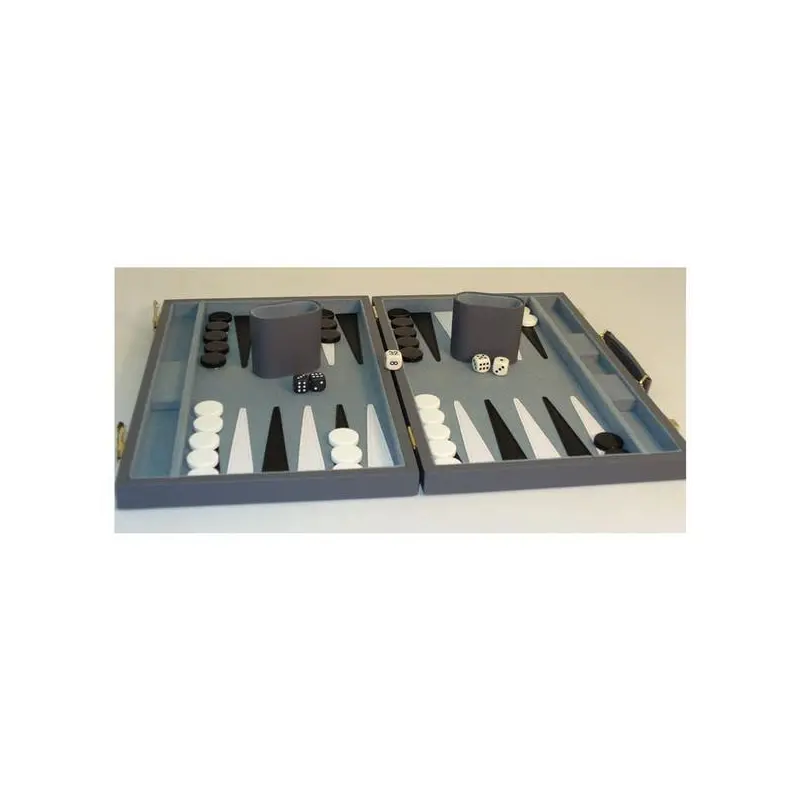 15" Grey Vinyl Attache Backgammon Set