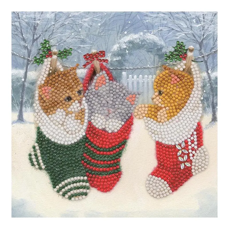 Craft Buddy "Christmas Kittens" Crystal Art Card Kit