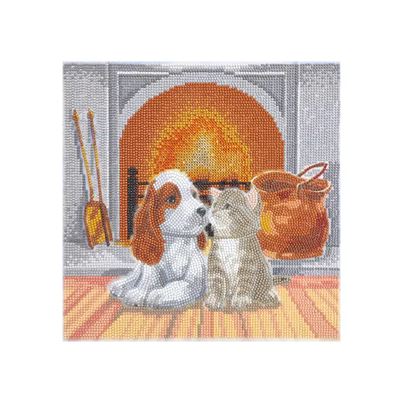 Craft Buddy Crystal Art Kit Pals by Fireplace 30 x 30 cm Pre-Framed 5D Art Kit