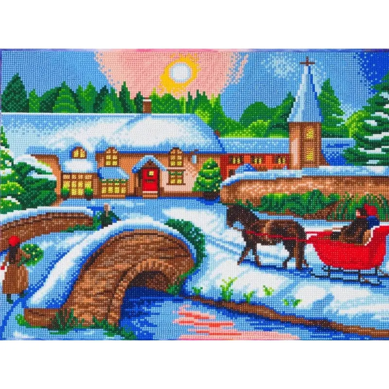Craft Buddy Framed Crystal Art Kit, 40 x 50cm - Winter Village