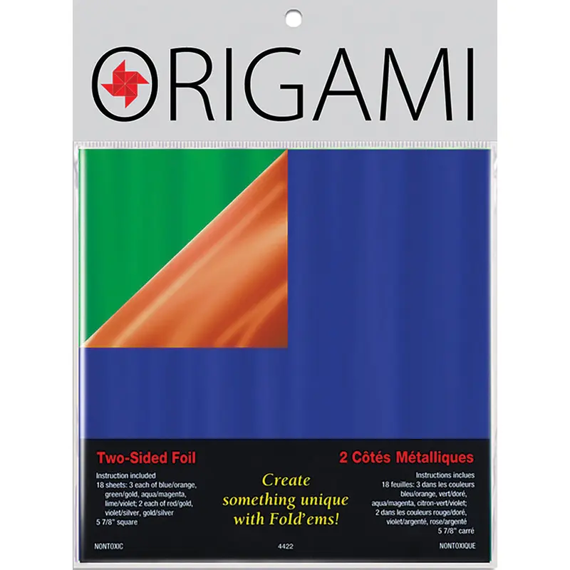 Origami Two-Sided Foil/Solid Paper Pack, II - 5 7/8" (18 Sheets)