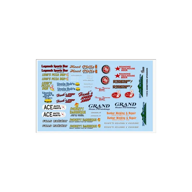 Gofer Racing Hometown Sponsors Decal Sheet 11016