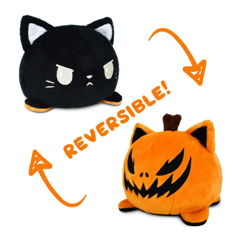 Teeturtle Reversible Cat Plush: Black & Pumpkin