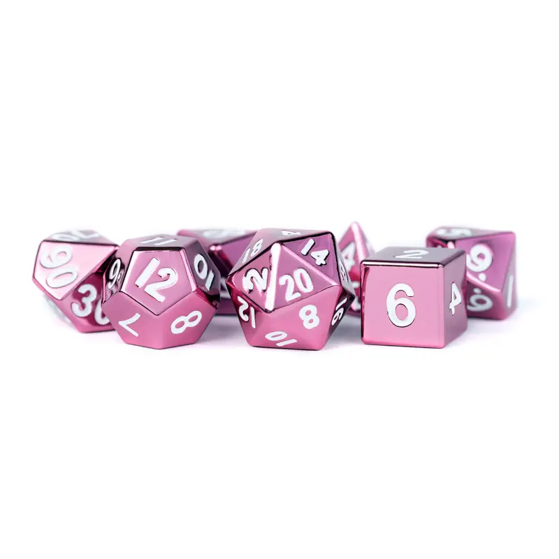 METAL 7 DICE SET PINK 16MM