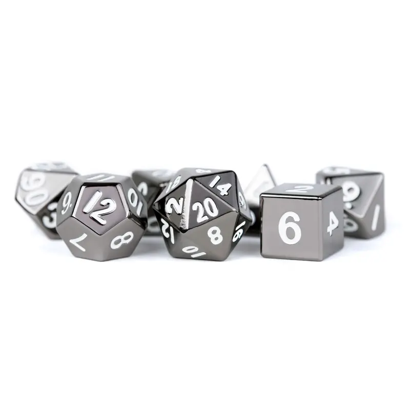 METAL 7 DICE SET STERLING GRAY 16MM