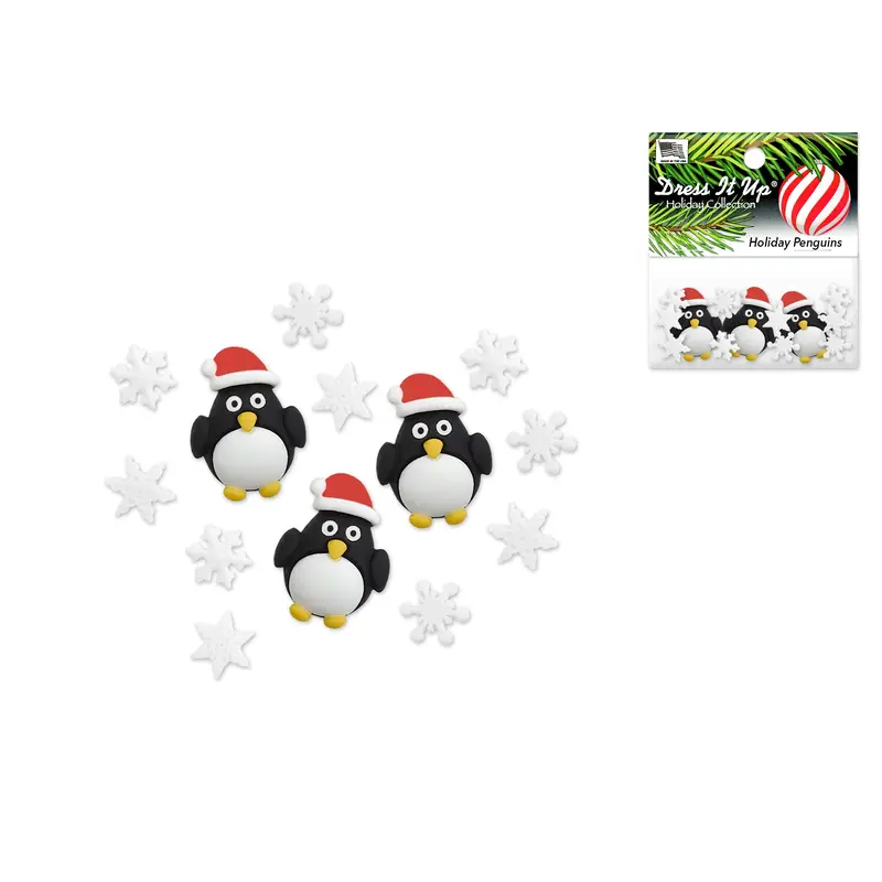 Holiday Paper Craft: Seasonal Dress-It-Up Bits Painted Embellishments 11655 Holiday Penguins