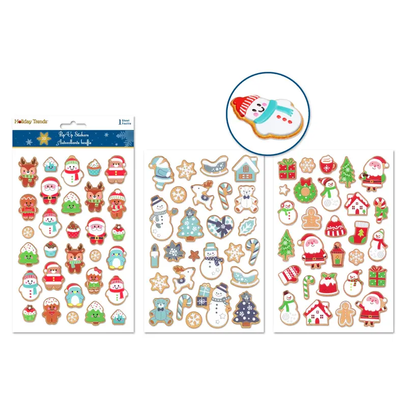 Holiday Sticker: 5.5"x8.3" 3D Puffy Texture Effects Mini Icons