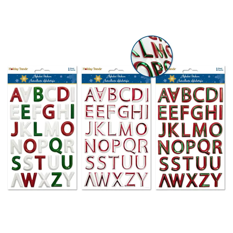Holiday Stickers: 5.7"x9.8" 3D Alpha PVC