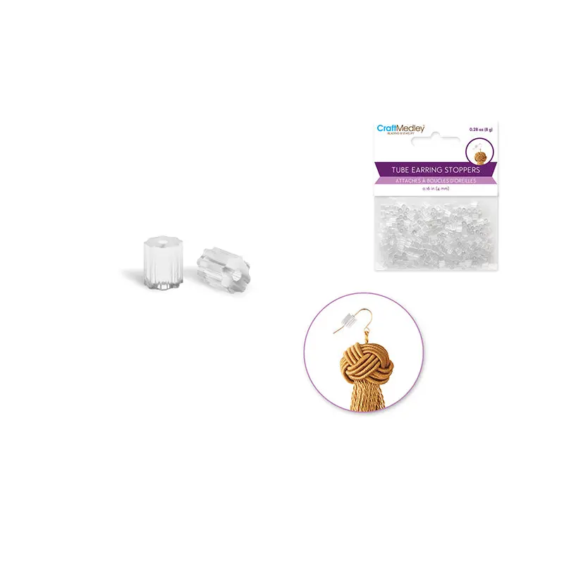 Jewelry Findings: 4mm Tube Fancy Earring Back/Stopper Rubber