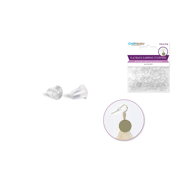Jewelry Findings: 5mm Flatback Earring Back/Stopper x200 Rubber