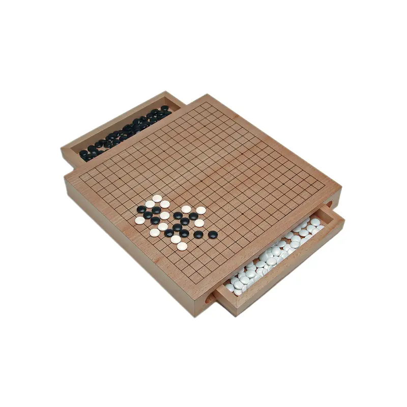 GO SET, WOOD 12" W/DRAWERS, PLASTIC STONES