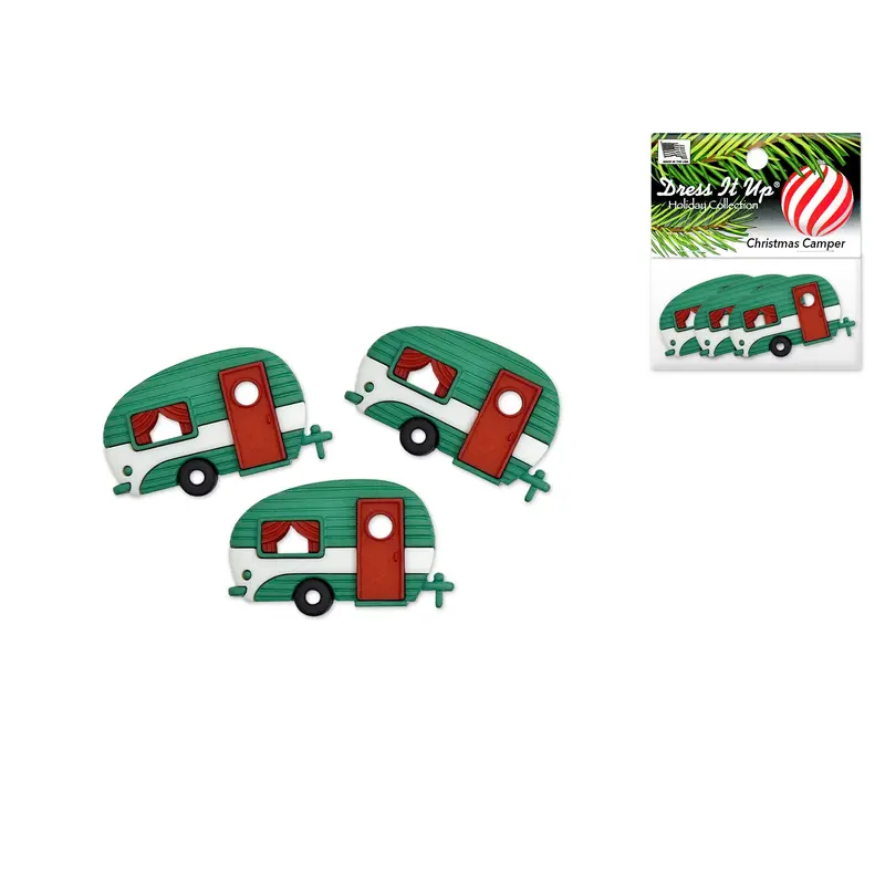Holiday Paper Craft: Seasonal Dress-It-Up Bits Painted Embellishments 12392 Christmas Camper