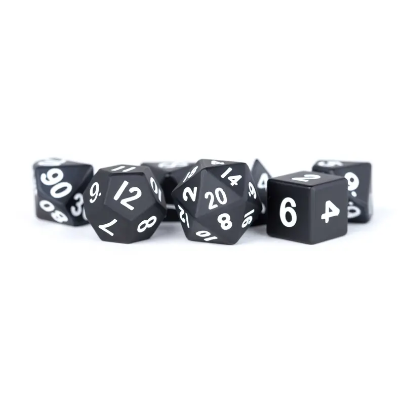 METAL 7 DICE SET BLACK 16MM