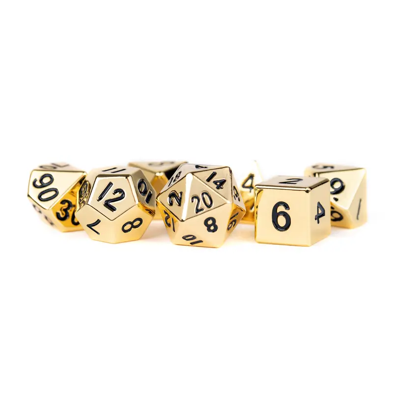 METAL 7 DICE SET GOLD 16MM