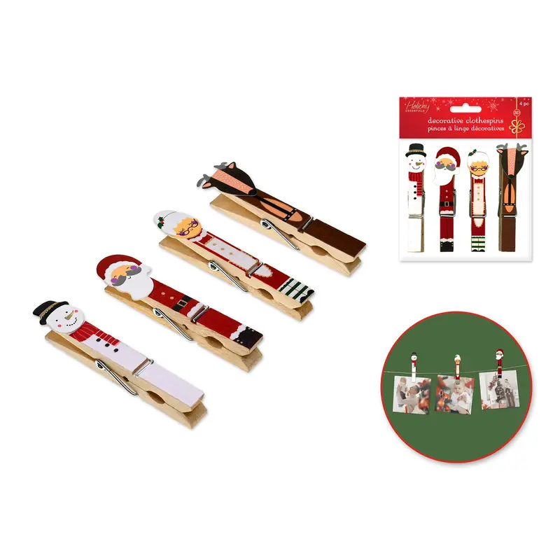Seasonal Essentials: Character Clothespins x4 Holiday Icons