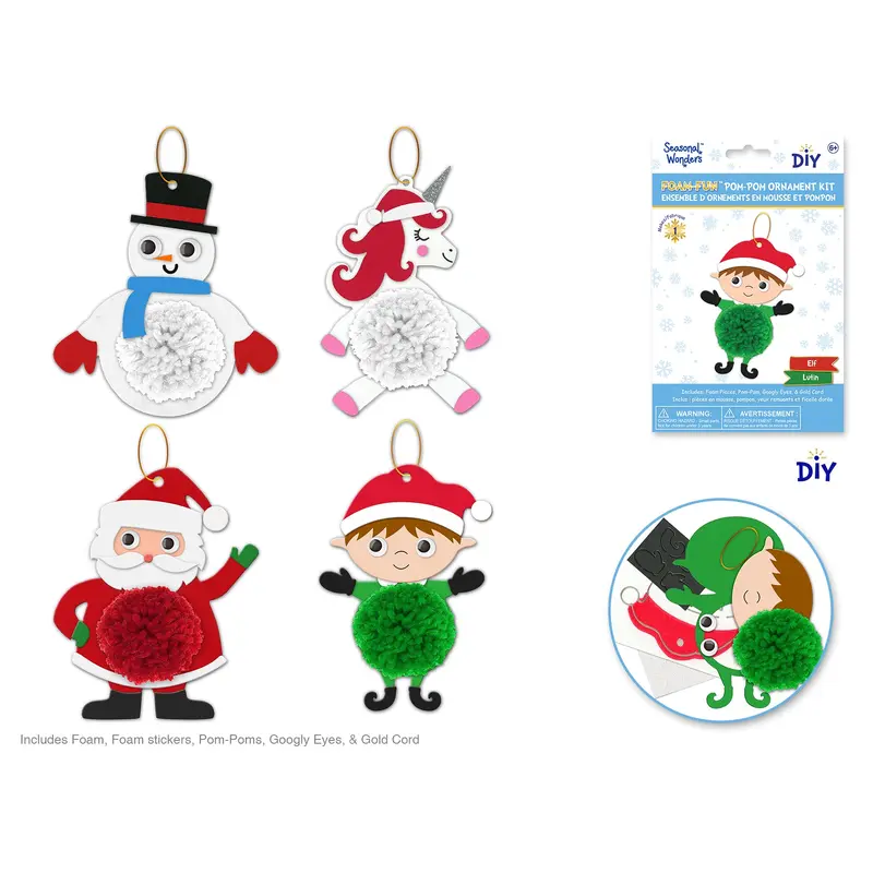 Seasonal Wonders: Foam-Fun DIY Yarn-Pom Kit - Holiday Pals