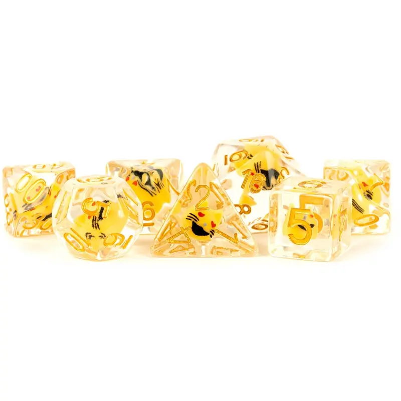 RESIN 7 DICE SET CAT INCLUSION 16MM