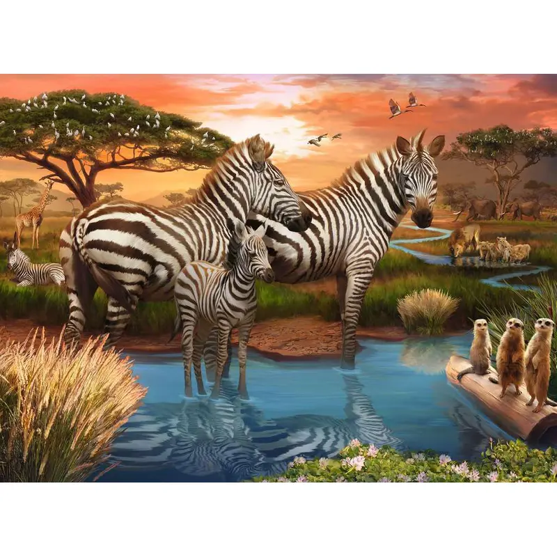 Zebras at the Waterhole (Ravensburger 500pc)