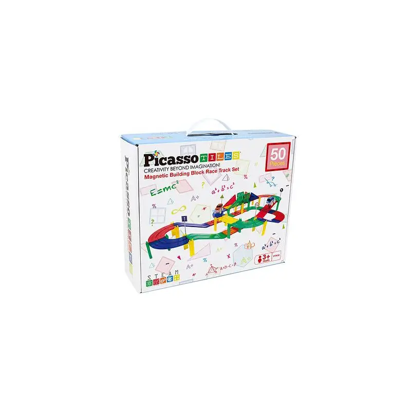 PicassoTiles 50pc Race Track Building Blocks PTR50