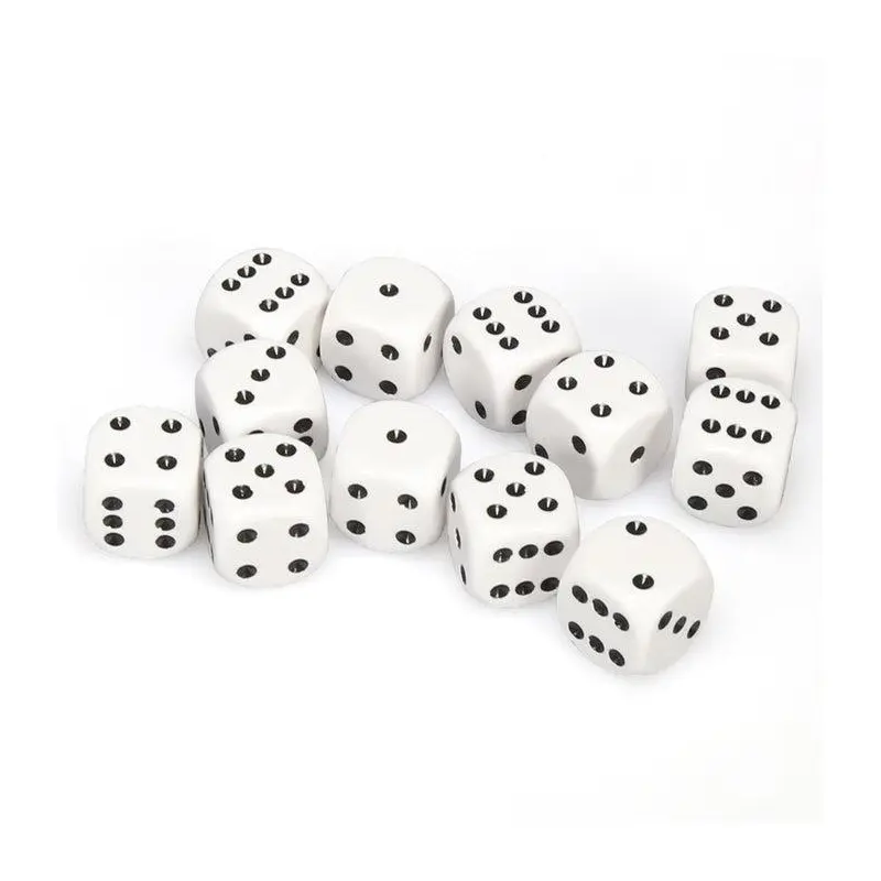 Opaque White/Black (16mm D6 Dice Set)