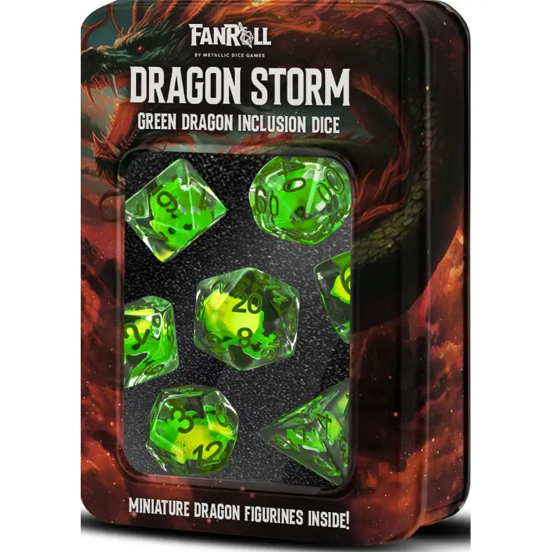 RESIN 7 DICE SET DRAGON STORM GRN DRAGON INCLUSION